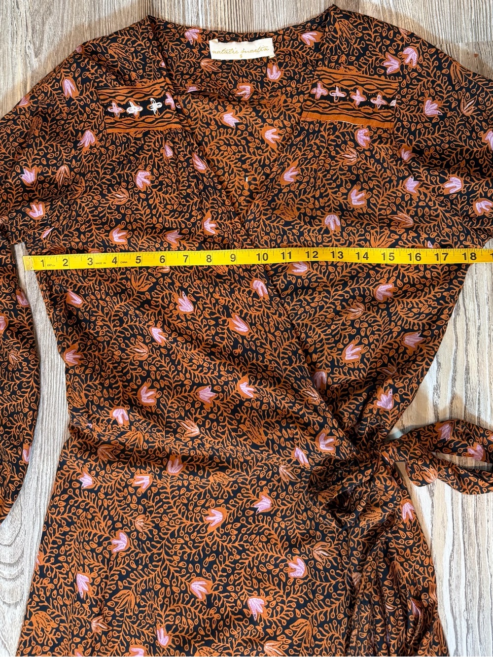 Natalie Martin Kate Handmade Rayon Floral Wrap Maxi Dress Boho Brown Pink Small - Picture 11 of 14